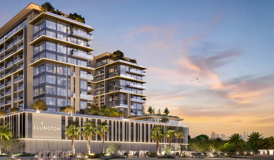 Everly Place beside the Meydan Horizon lagoon at dusk